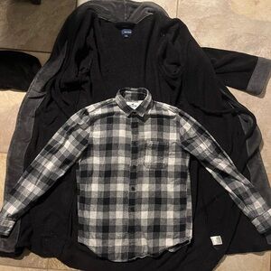Hollister Black and Gray Plaid Button-Down Shirt